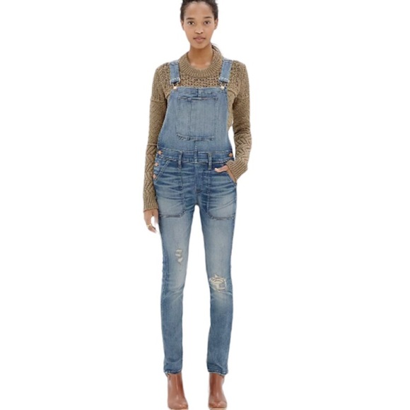 Madewell Distressed Skinny Overalls In 